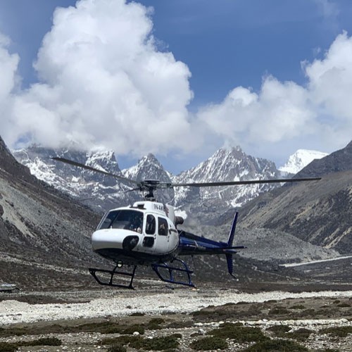 Helicopter return from Everest Base Camp