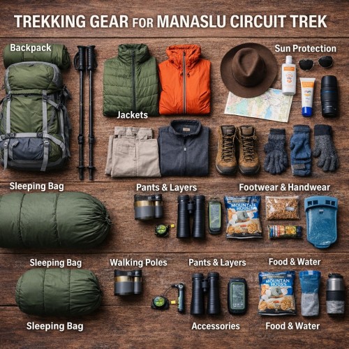Trekking backpack gear for Manaslu Circuit Trek