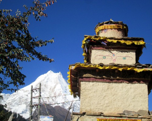 Beautiful Chorten And Mt Manaslu