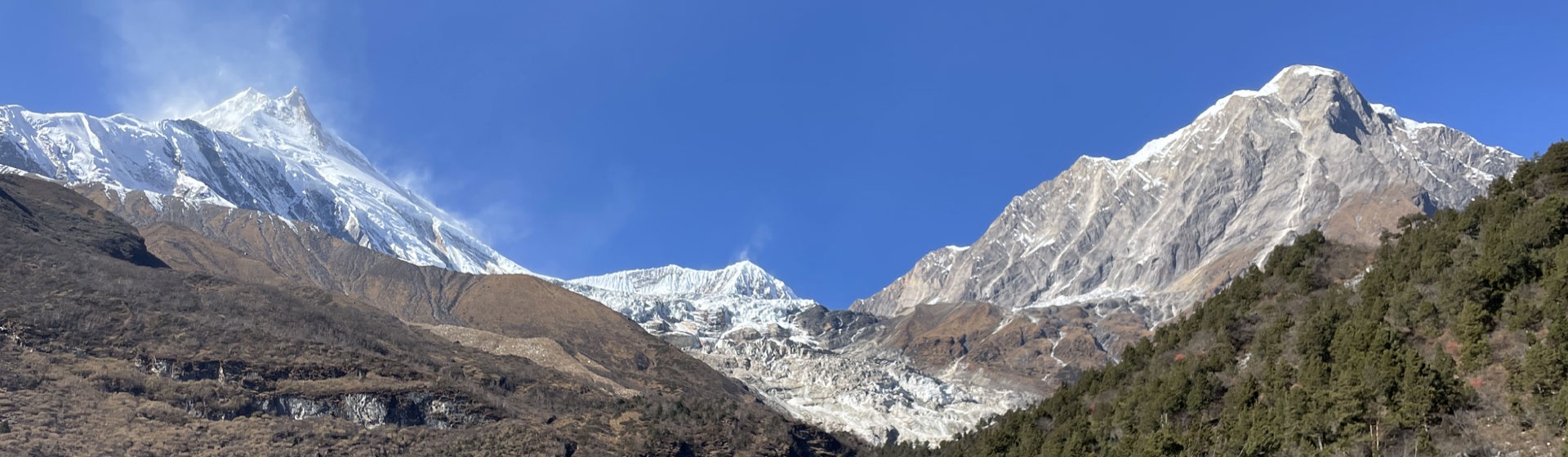Manaslu Circuit trekking trail in the remote Himalayan valley