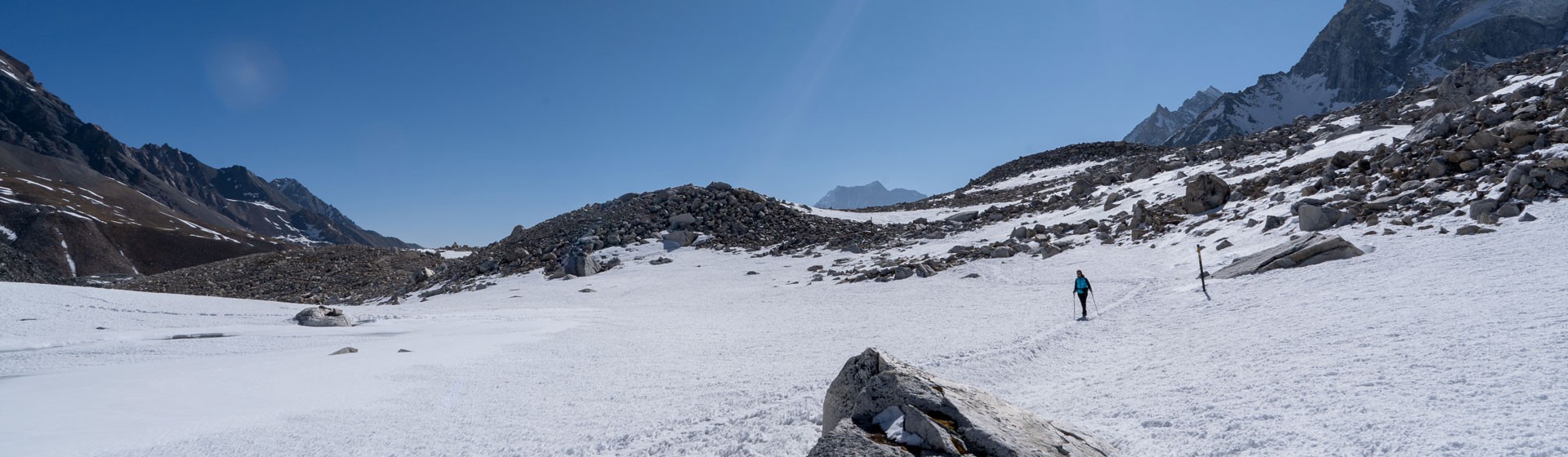 Trekkers walking on the Manaslu Circuit Trek after 50