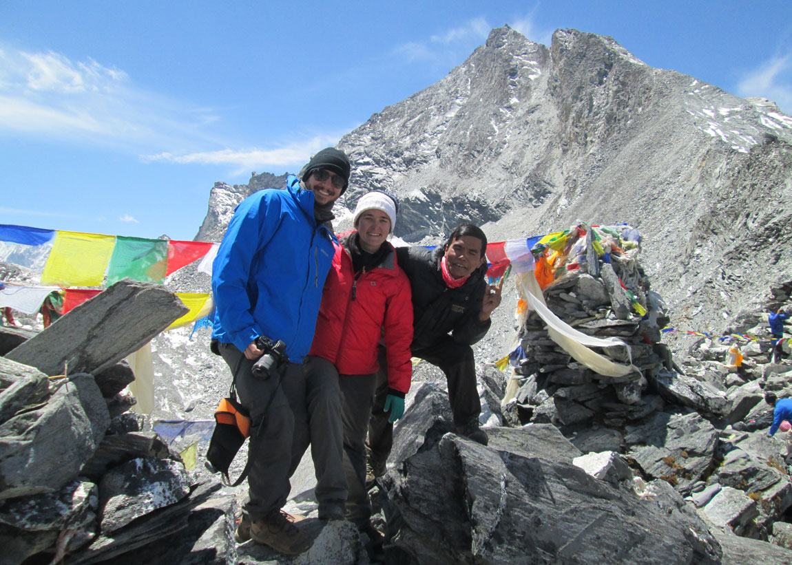 Trekkers with their guide near Kala Patthar in the Everest region