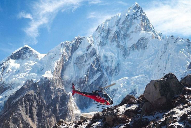 Helicopter landing in the Everest region during a sightseeing flight