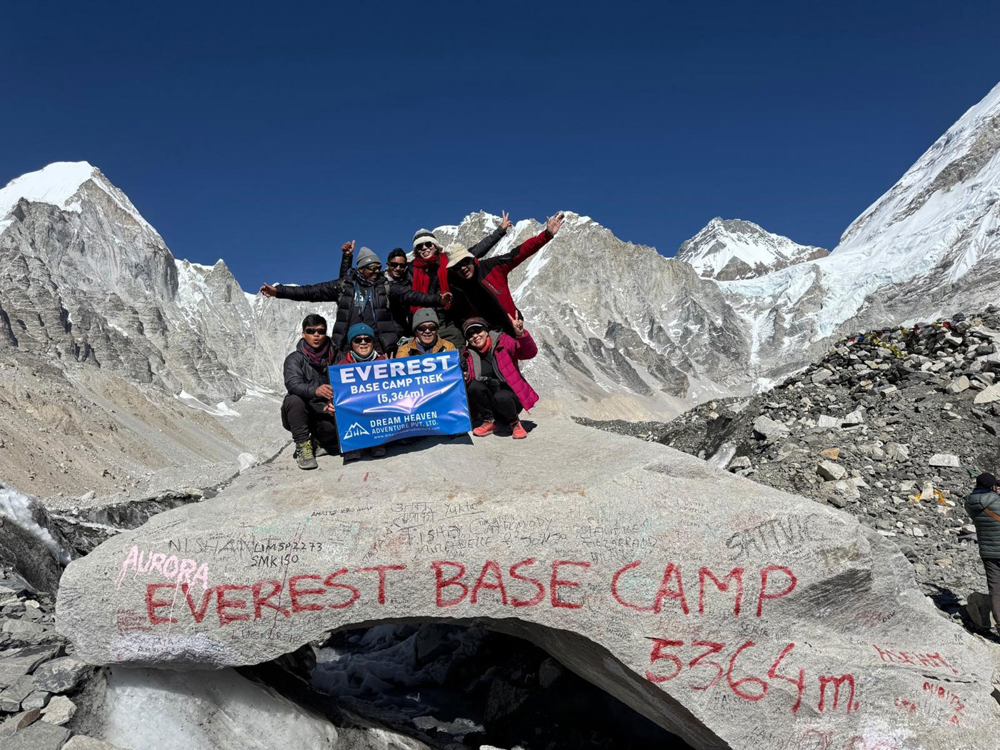 International travelers on group join Everest Base Camp trek