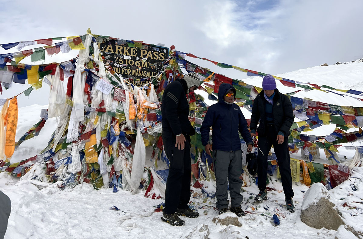Recent group departure crossing Larkya La Pass on the Manaslu Circuit Trek