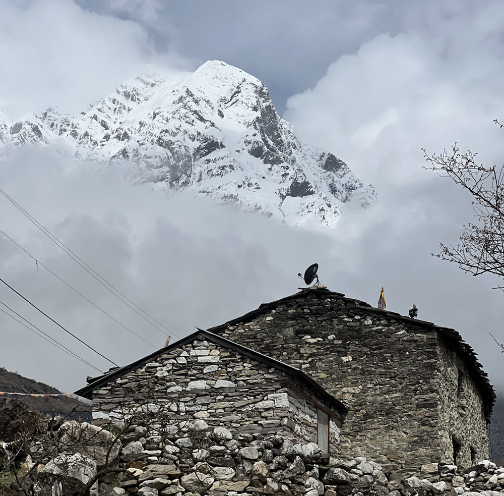 Traditional mountain village on the Manaslu Circuit Trek in Nepal