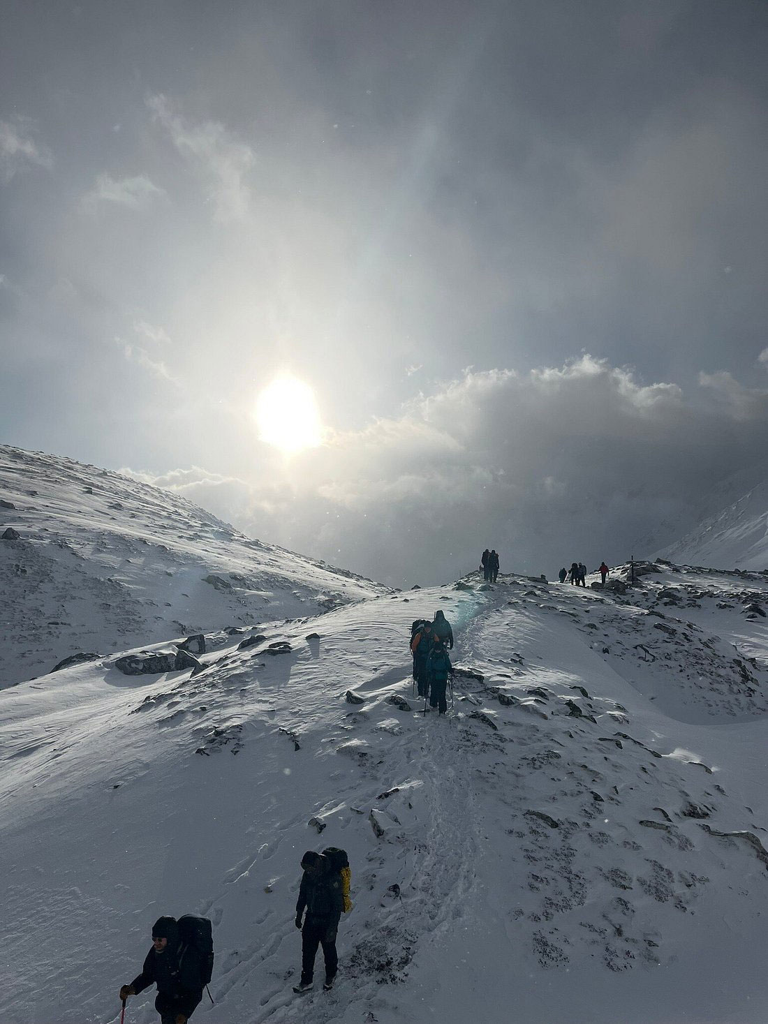 Walking through the Manaslu trail with open Himalayan views